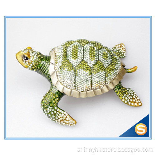 High quality colorful turtle shape popular jewelry box with crystal decoration jewelry box